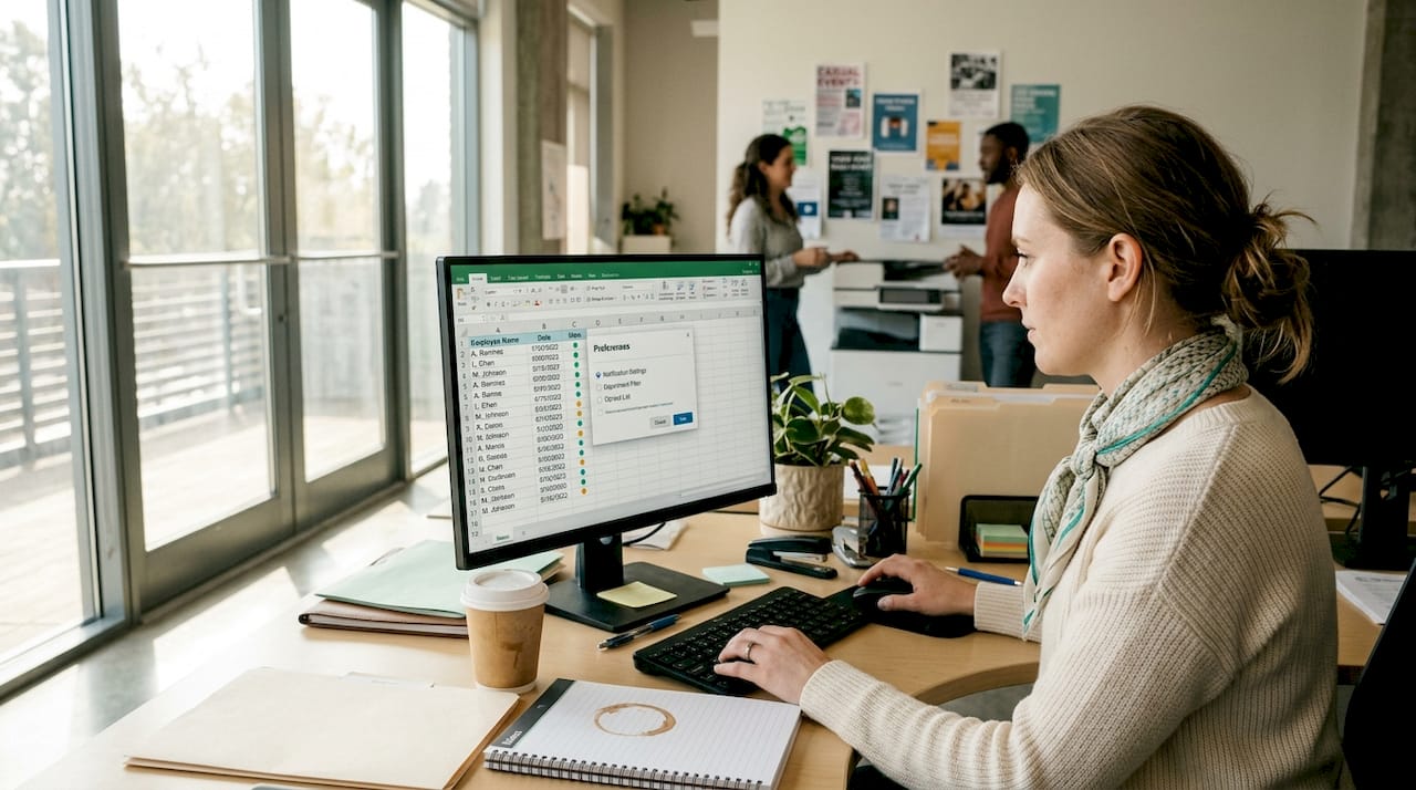 HR manager updating digital employee birthday list