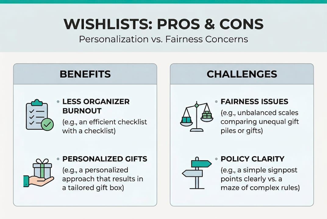 Infographic outlining wishlist pros and cons