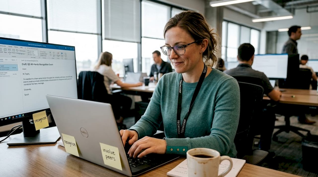 HR professional drafting event messages