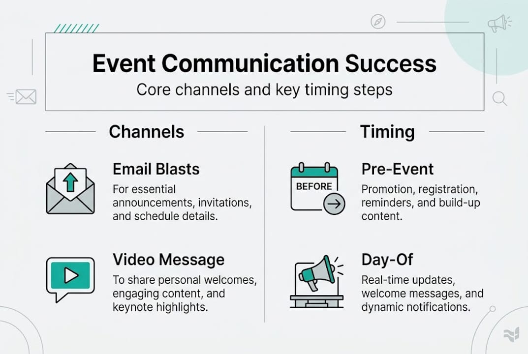 Infographic outlining communication channels and timing