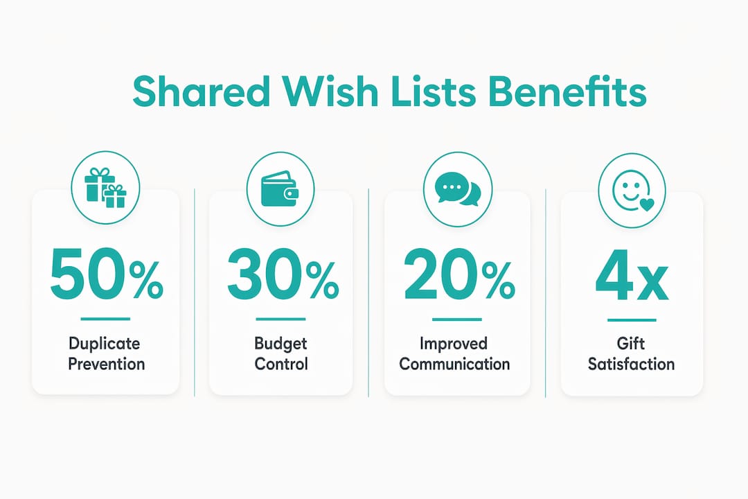 Infographic showing key shared wishlist benefits