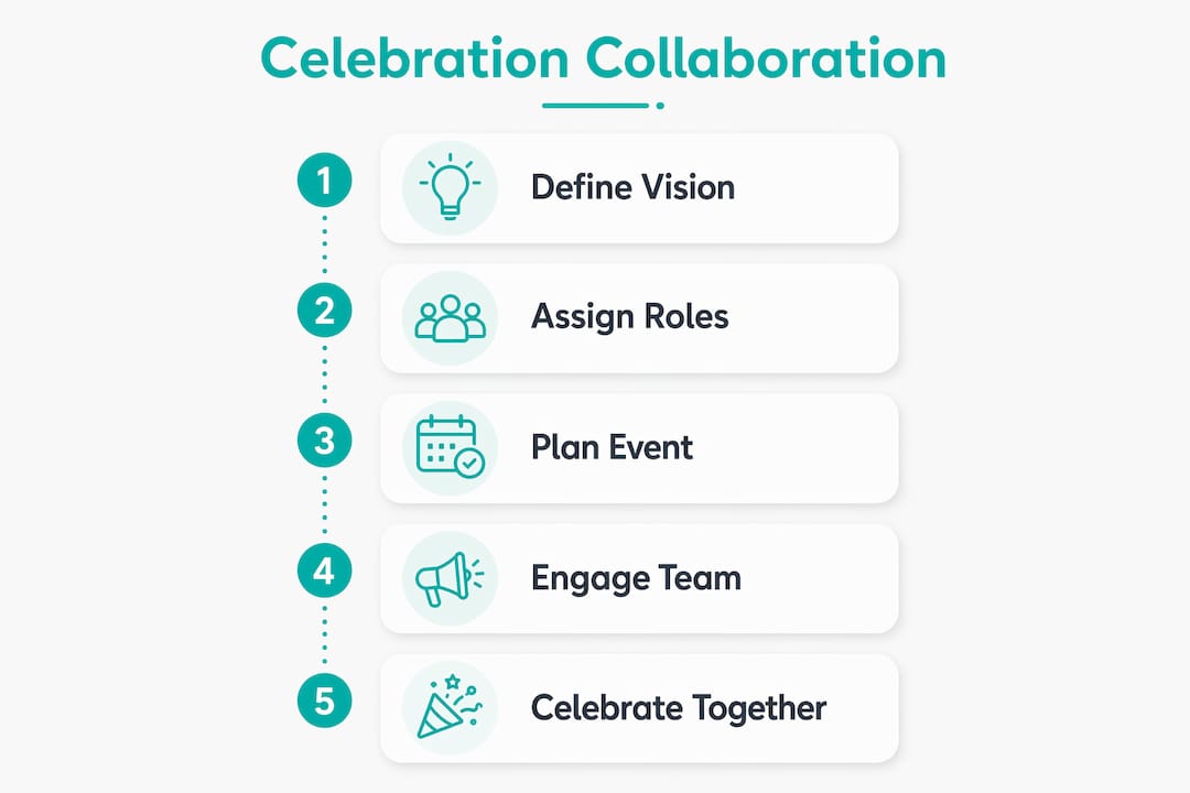 Infographic illustrating steps of celebration collaboration