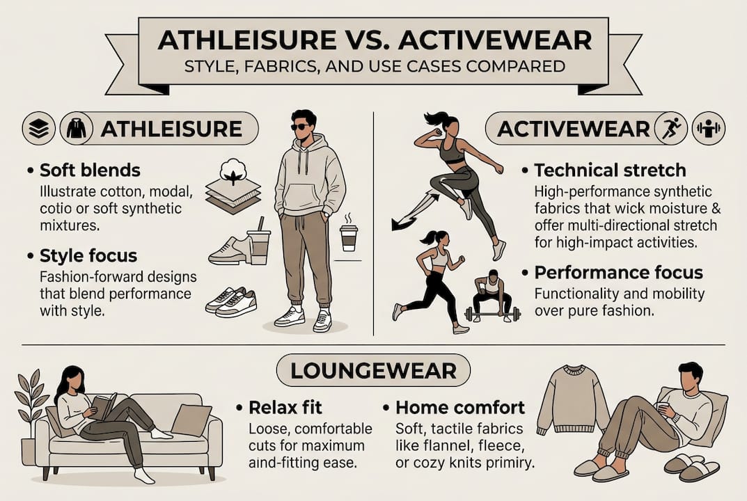 Infographic comparing athleisure types and fabrics