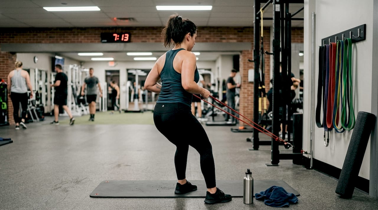Woman training in moisture-wicking gym wear