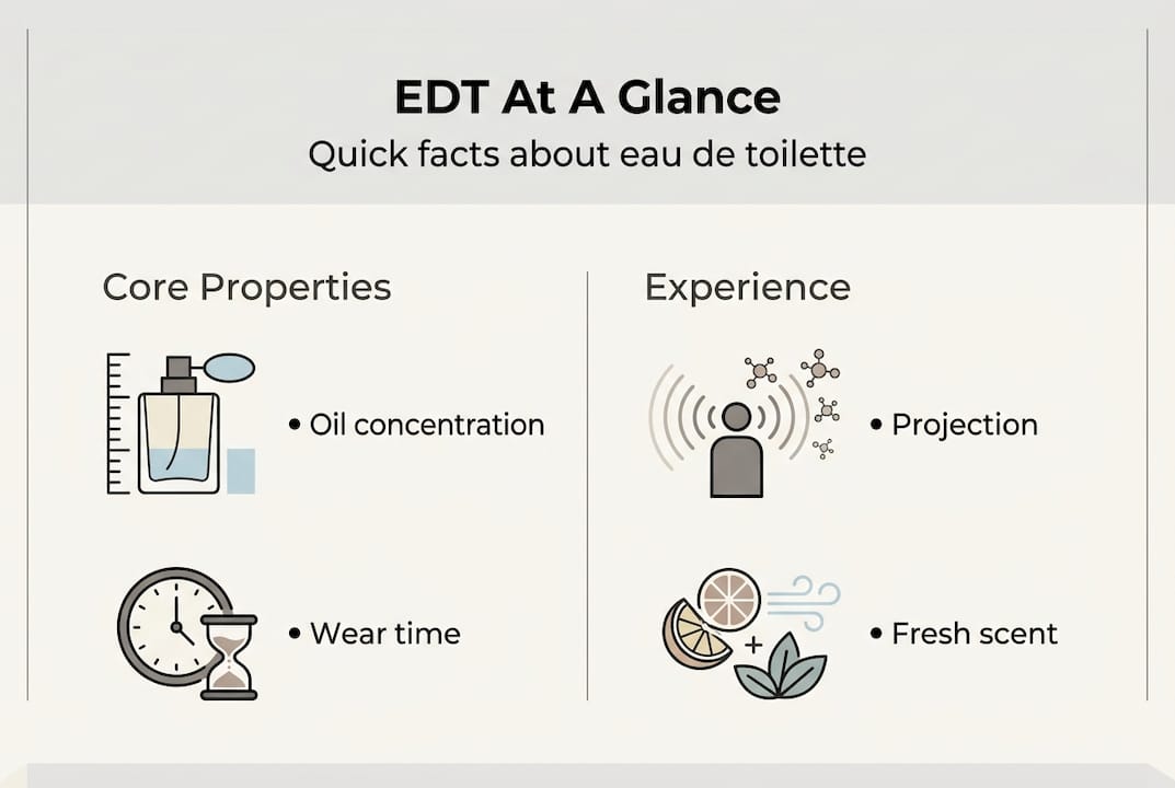 EDT infographic showing properties and experience