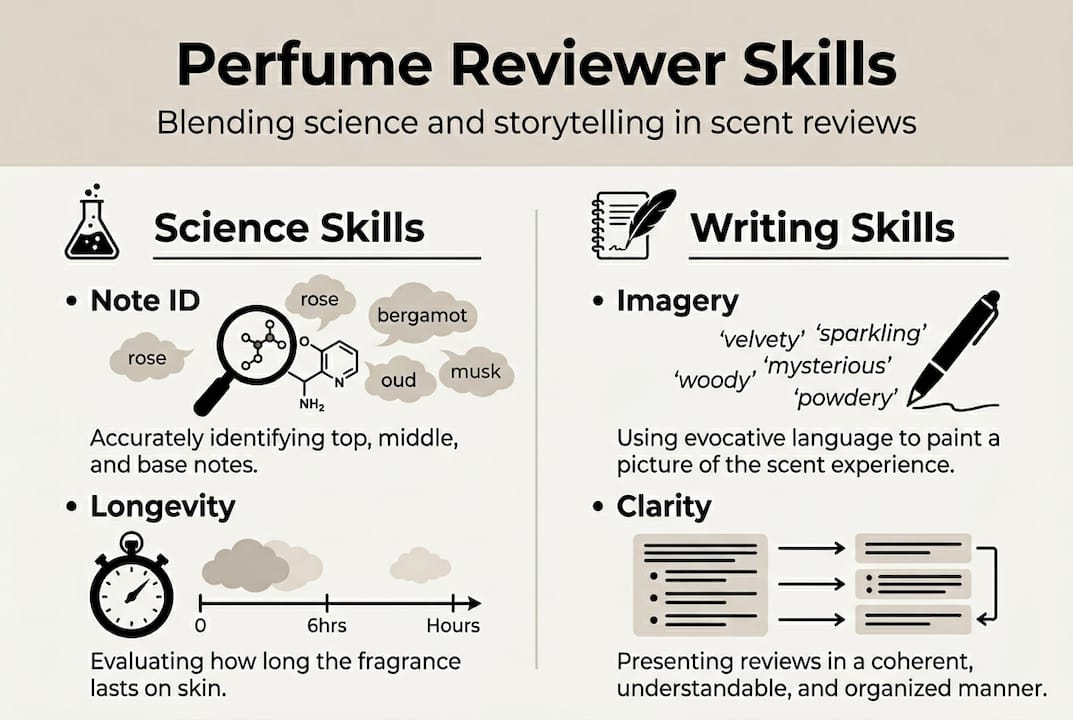 Infographic displaying perfume reviewer key skills