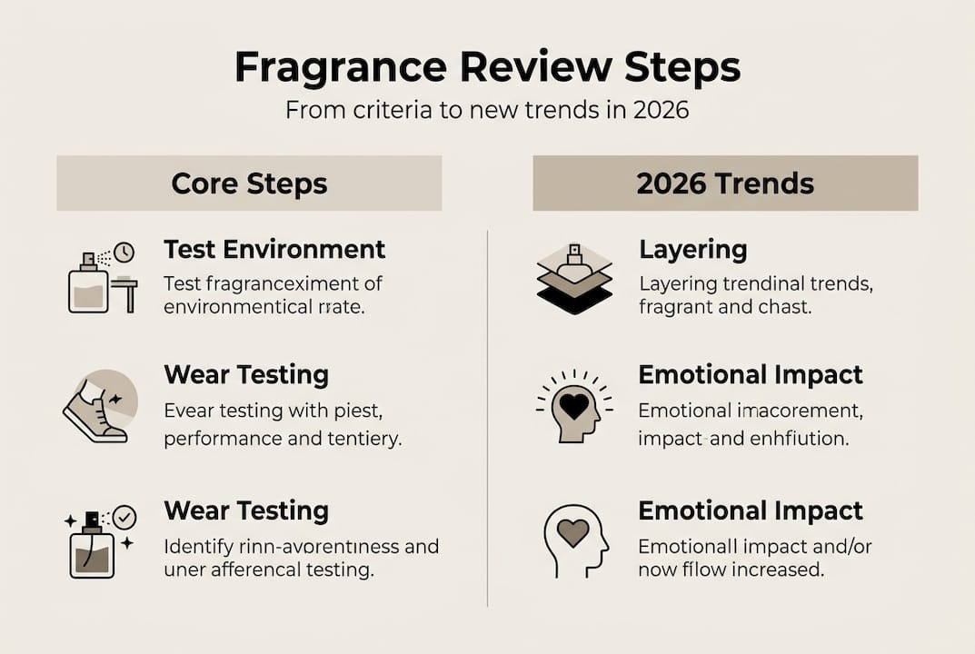 Infographic of fragrance review steps and trends