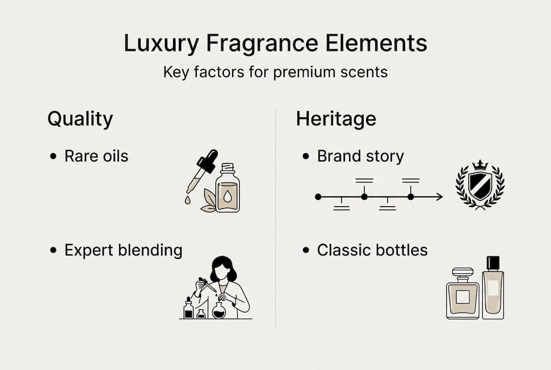 Infographic on luxury fragrance quality and heritage