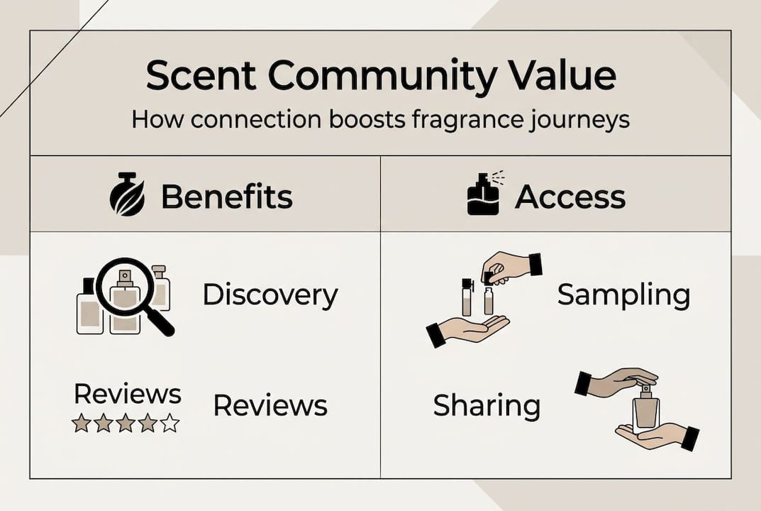 Infographic of fragrance community benefits and access