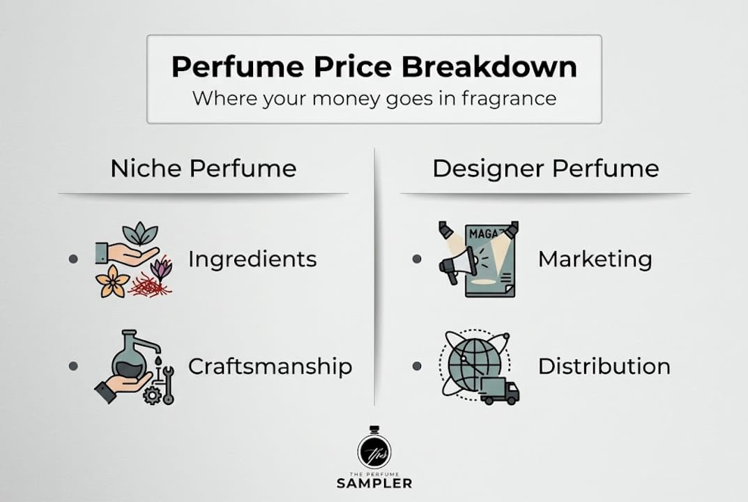 Infographic shows perfume price breakdown comparison