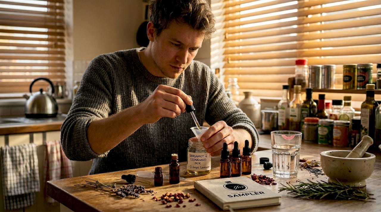 Blending perfume ingredients in home kitchen