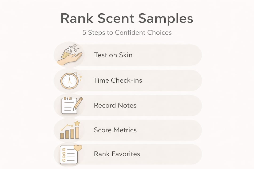 Infographic outlining fragrance ranking steps