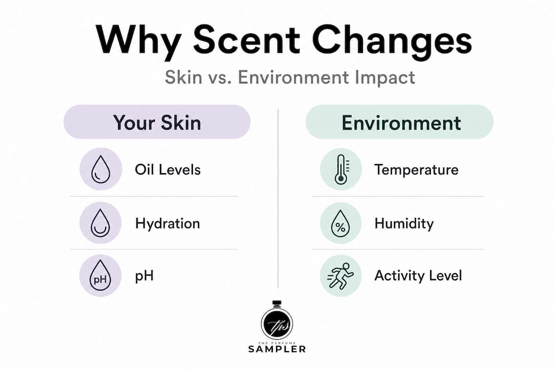 Infographic comparing skin and environmental scent factors