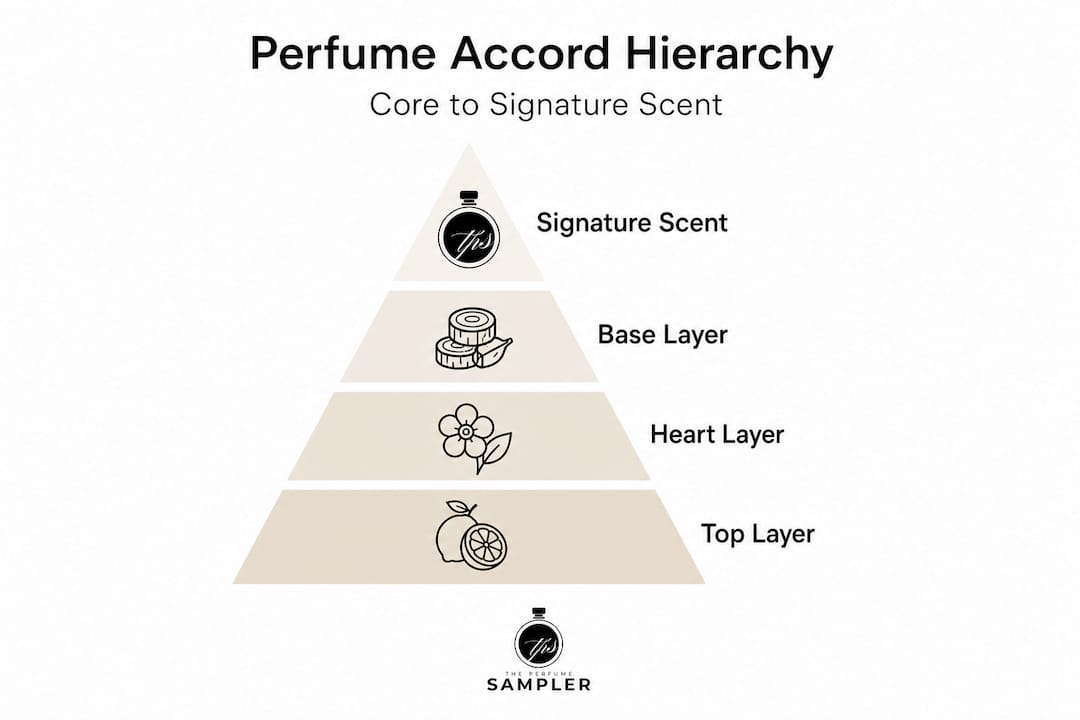 Perfume accord pyramid hierarchy infographic