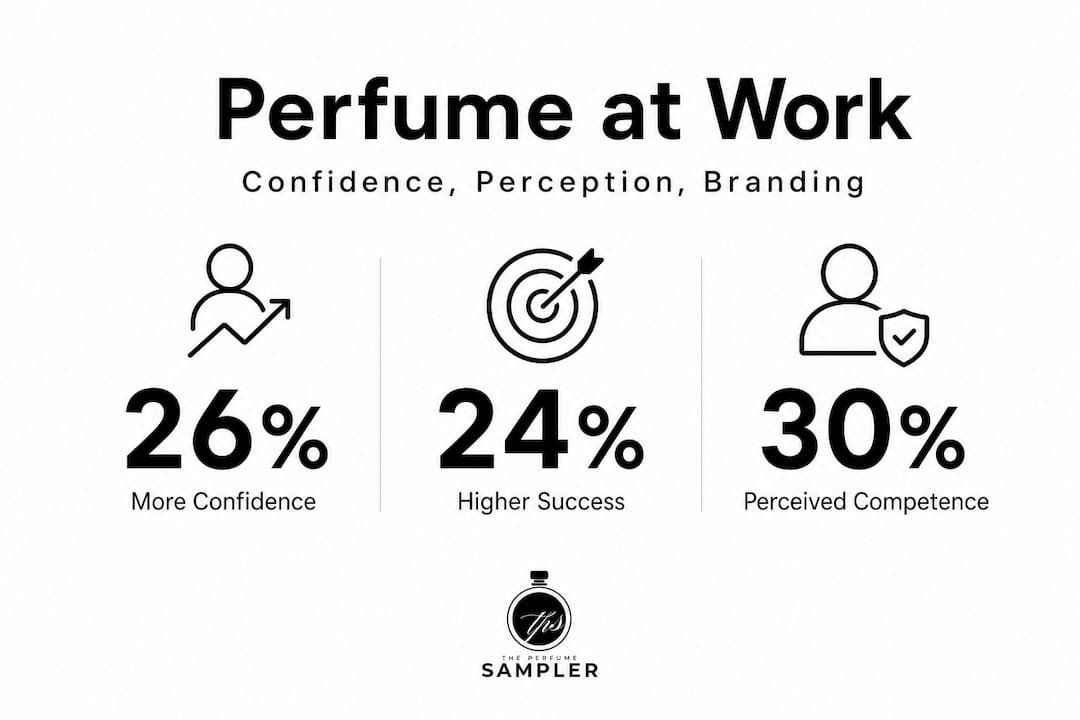 Infographic showing workplace perfume benefits statistics
