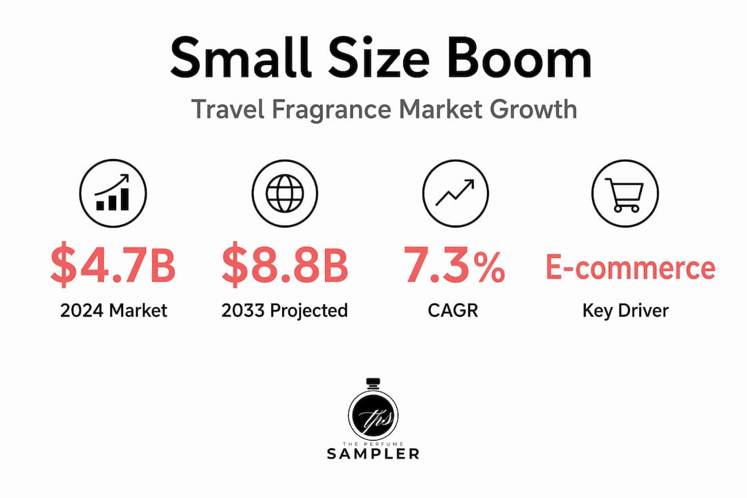 Infographic showing travel-size fragrance market growth statistics