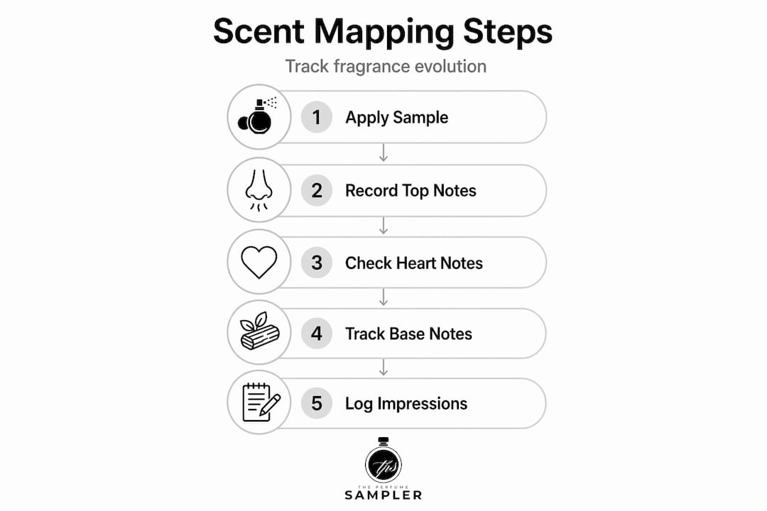 Infographic with five steps for scent mapping process