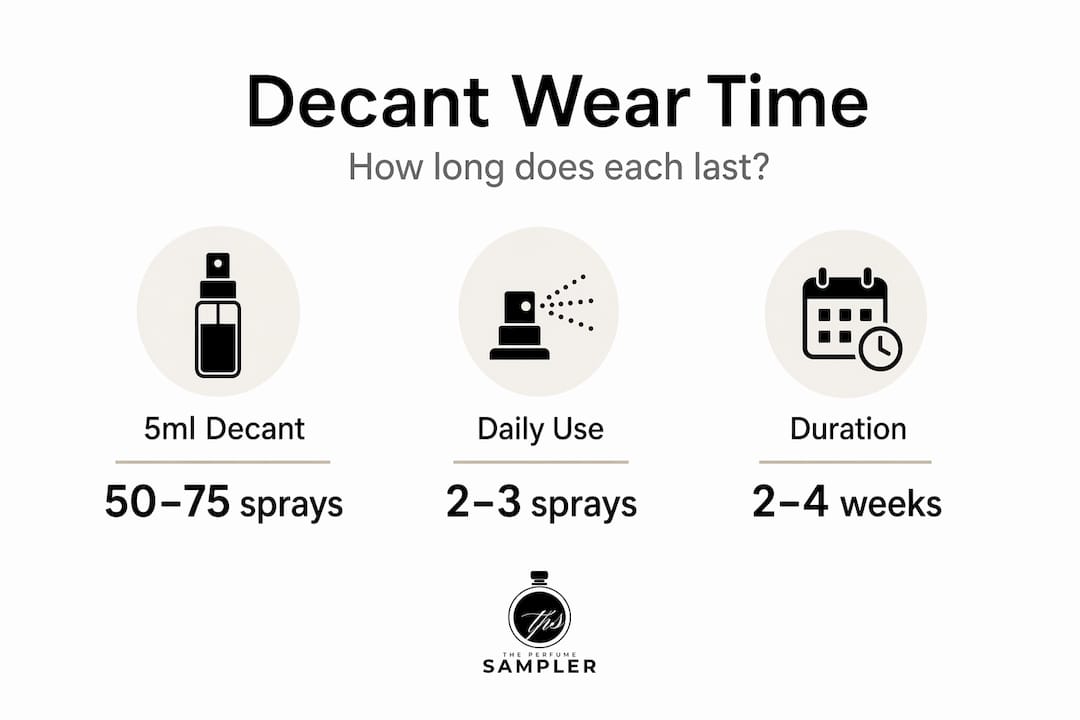 Infographic showing decant wear time stats