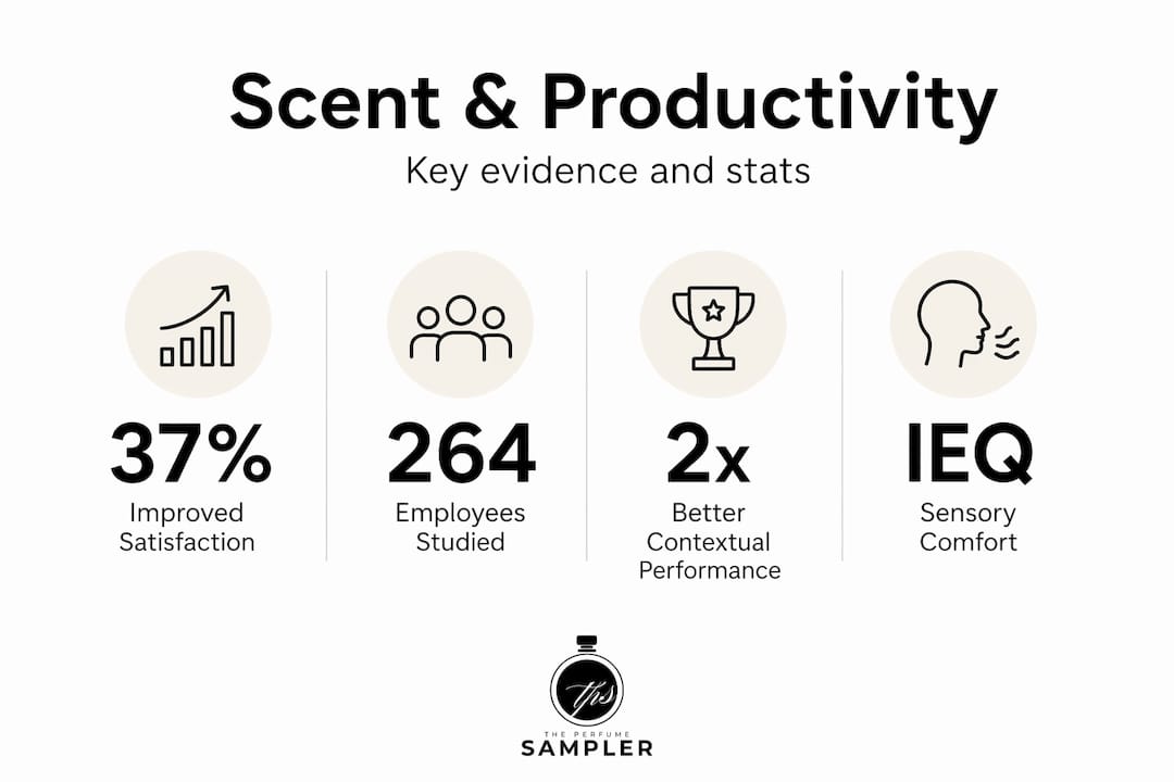 Infographic showing scent workplace productivity stats
