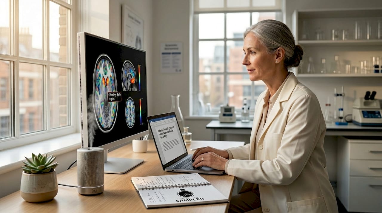 Neuroscientist analyzing scent brain scan