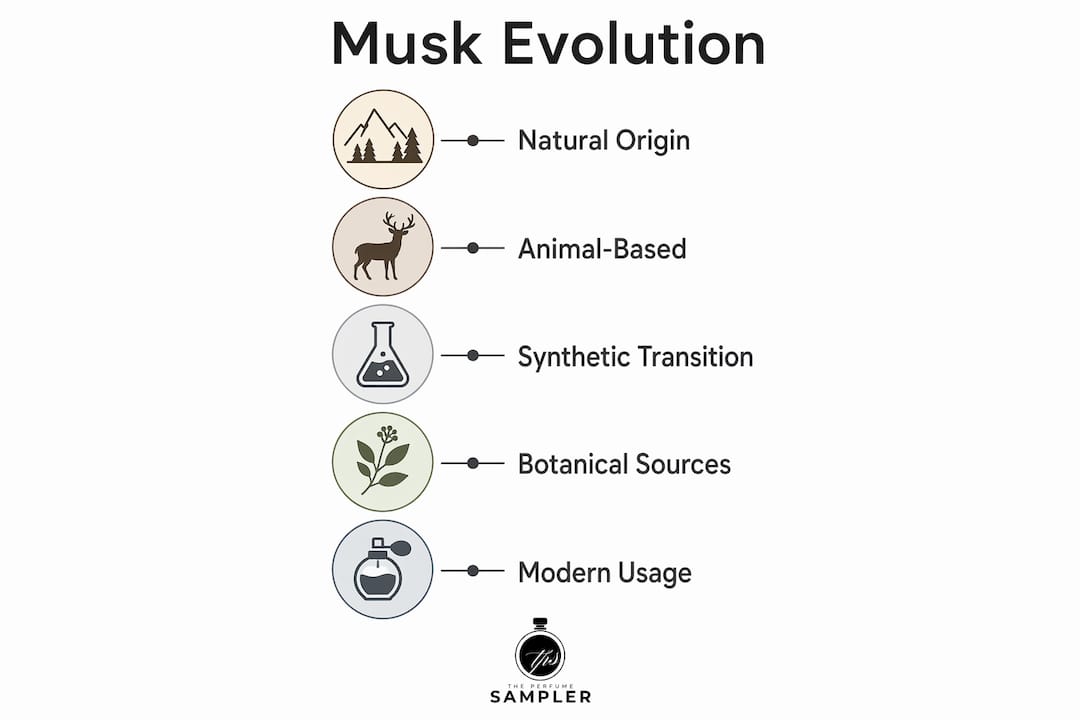 Infographic illustrating musk evolution stages