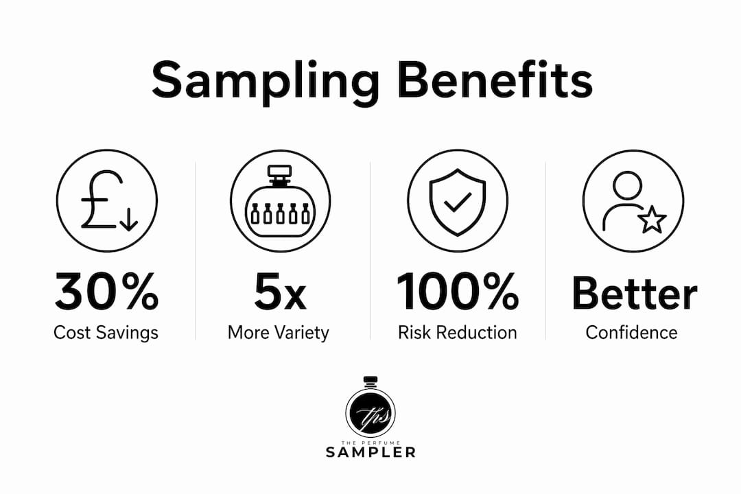 Infographic summarizing fragrance sampling benefits for students