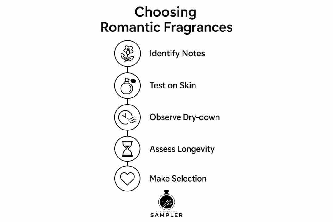 Infographic of steps to choose romantic fragrances