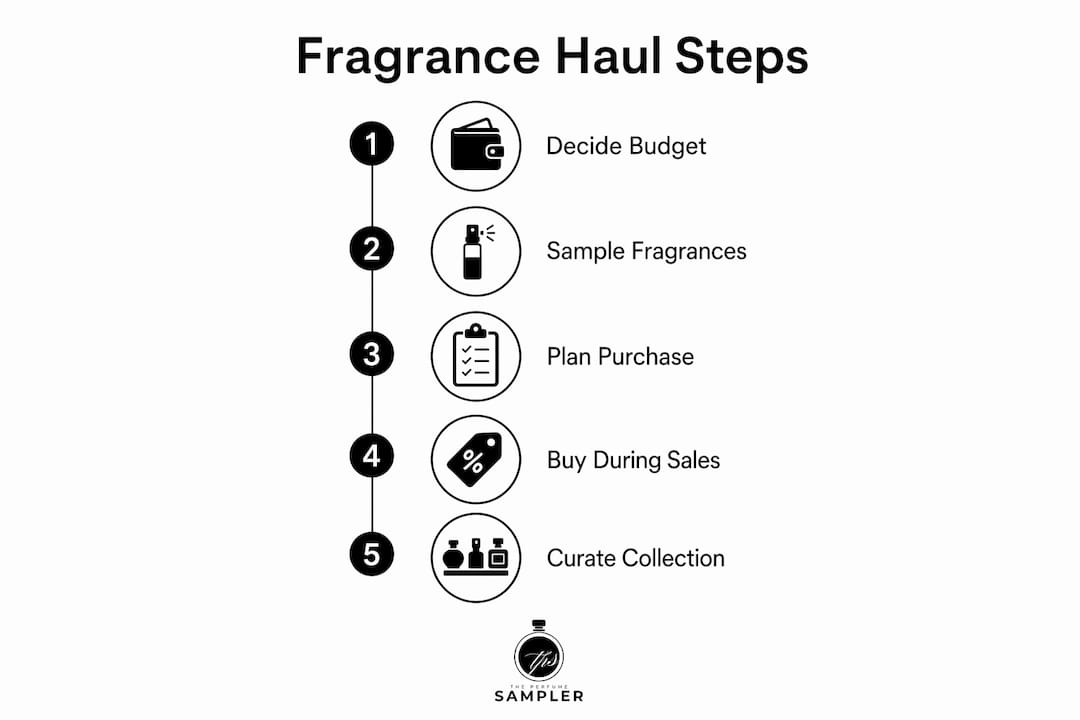 Infographic outlining fragrance haul process steps