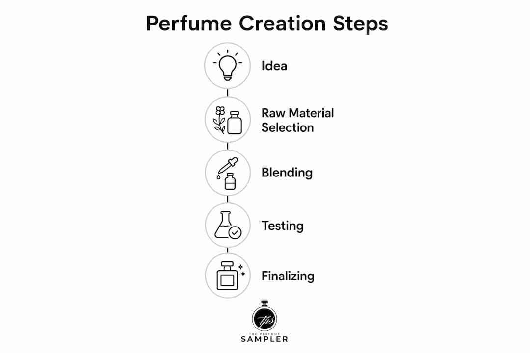 Infographic illustrating perfume creation steps