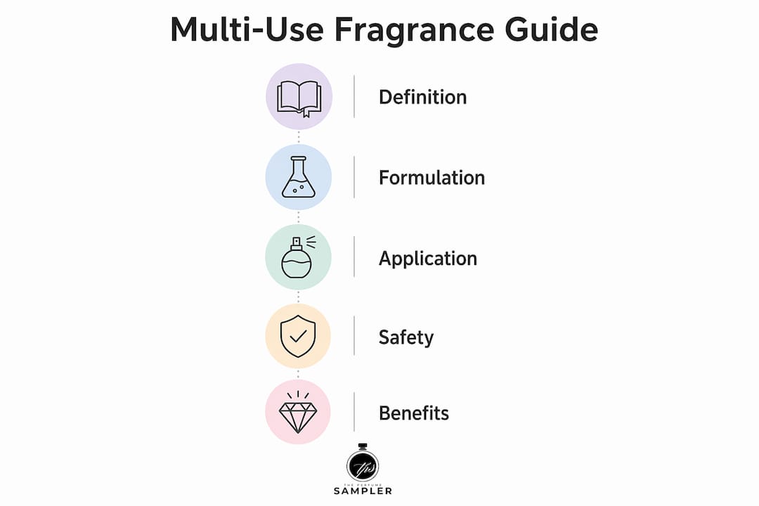 Infographic summarizing multi-use fragrance main points