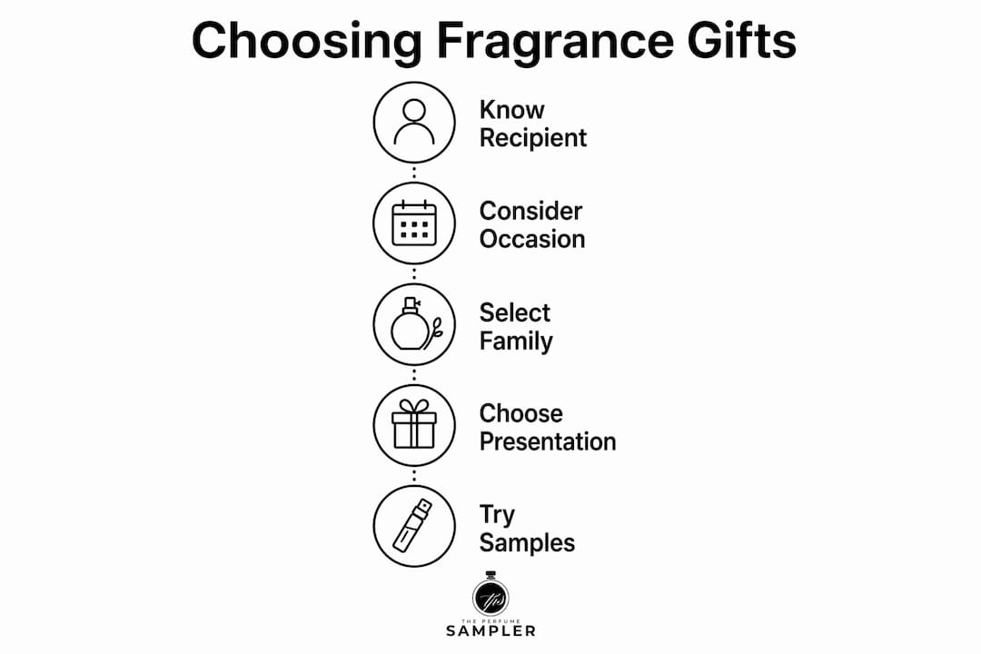 Infographic showing 5 steps to choose fragrance gift
