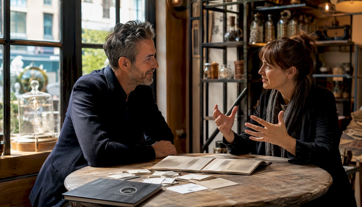 Perfumer consulting client about bespoke fragrance