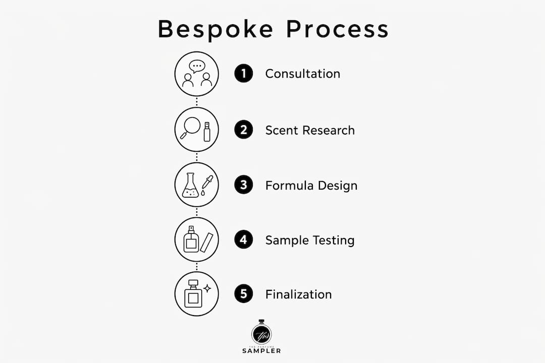 Infographic illustrating bespoke fragrance creation steps