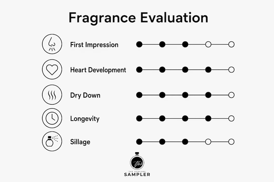Infographic showing steps to evaluate celebrity perfumes