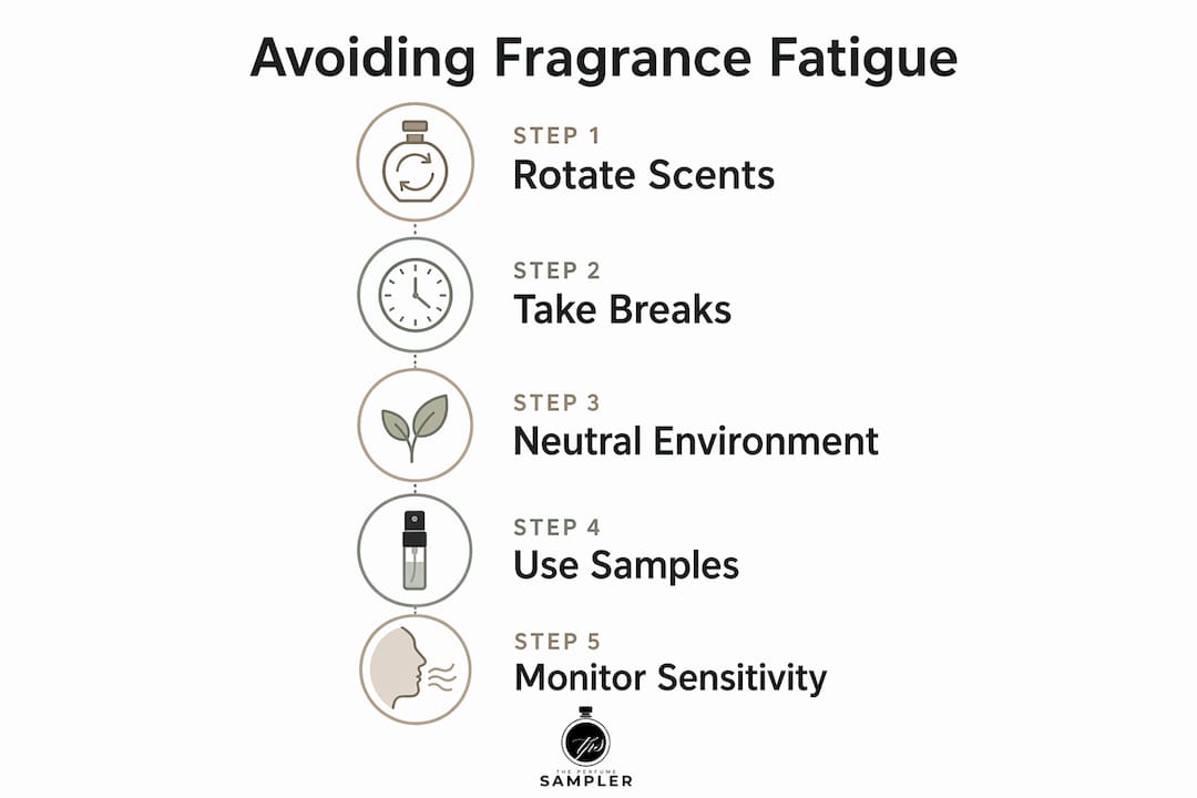 Infographic showing steps to avoid fragrance fatigue