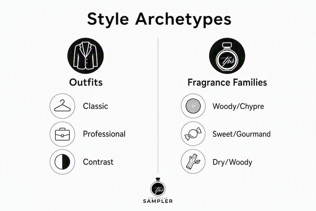 Infographic showing style archetypes matched with fragrance families