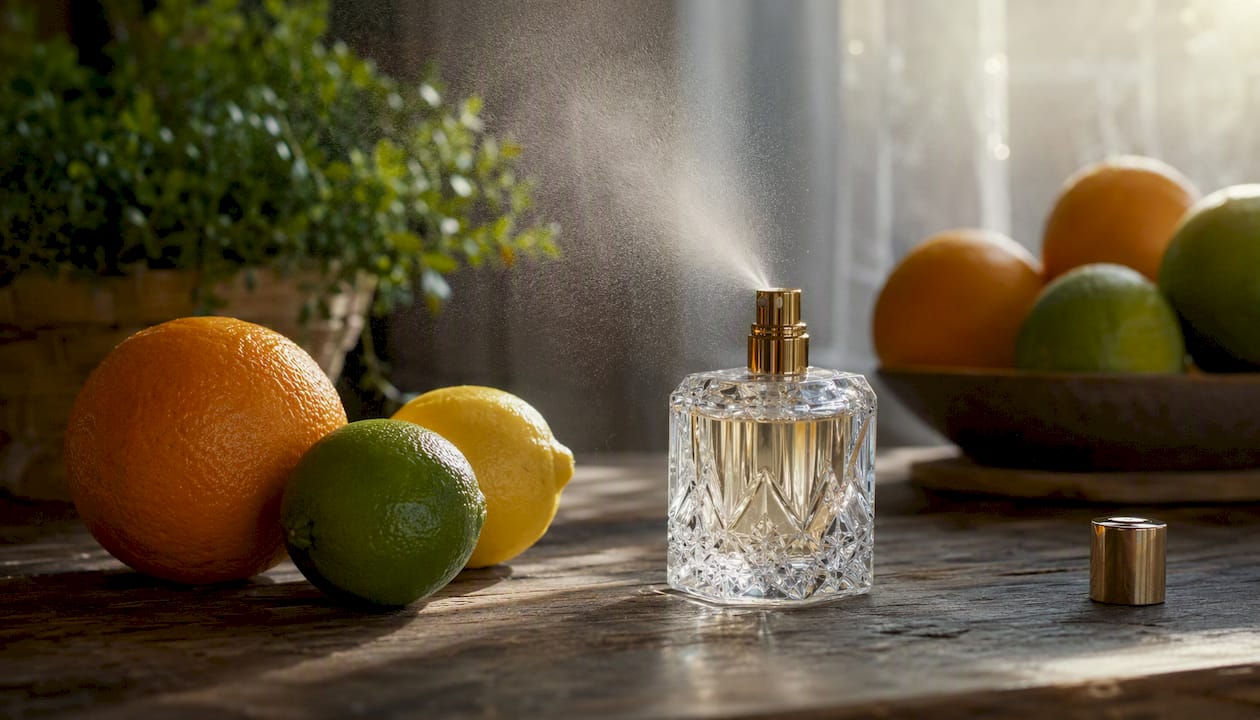 Citrus fruits with perfume mist