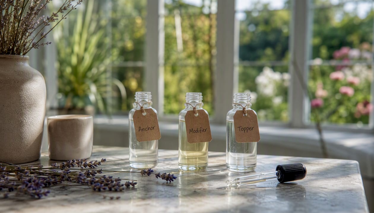 Decant bottles assigned fragrance roles