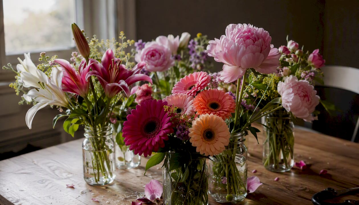 Fresh floral bouquets showing subfamily variety