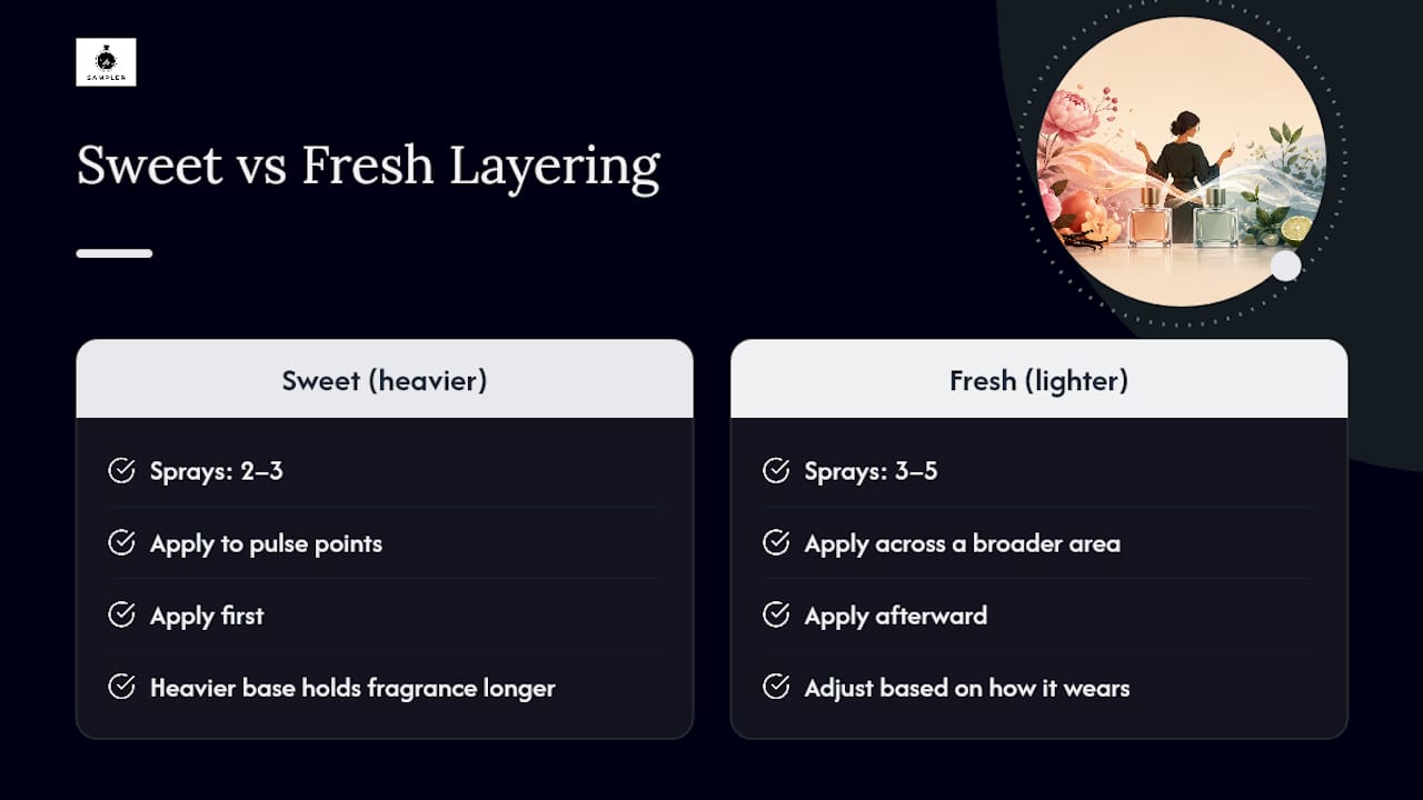 Recommended spray dosage for fresh and sweet scent layering