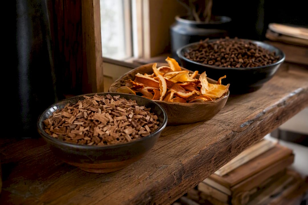 Autumn fragrance woods and spices close-up