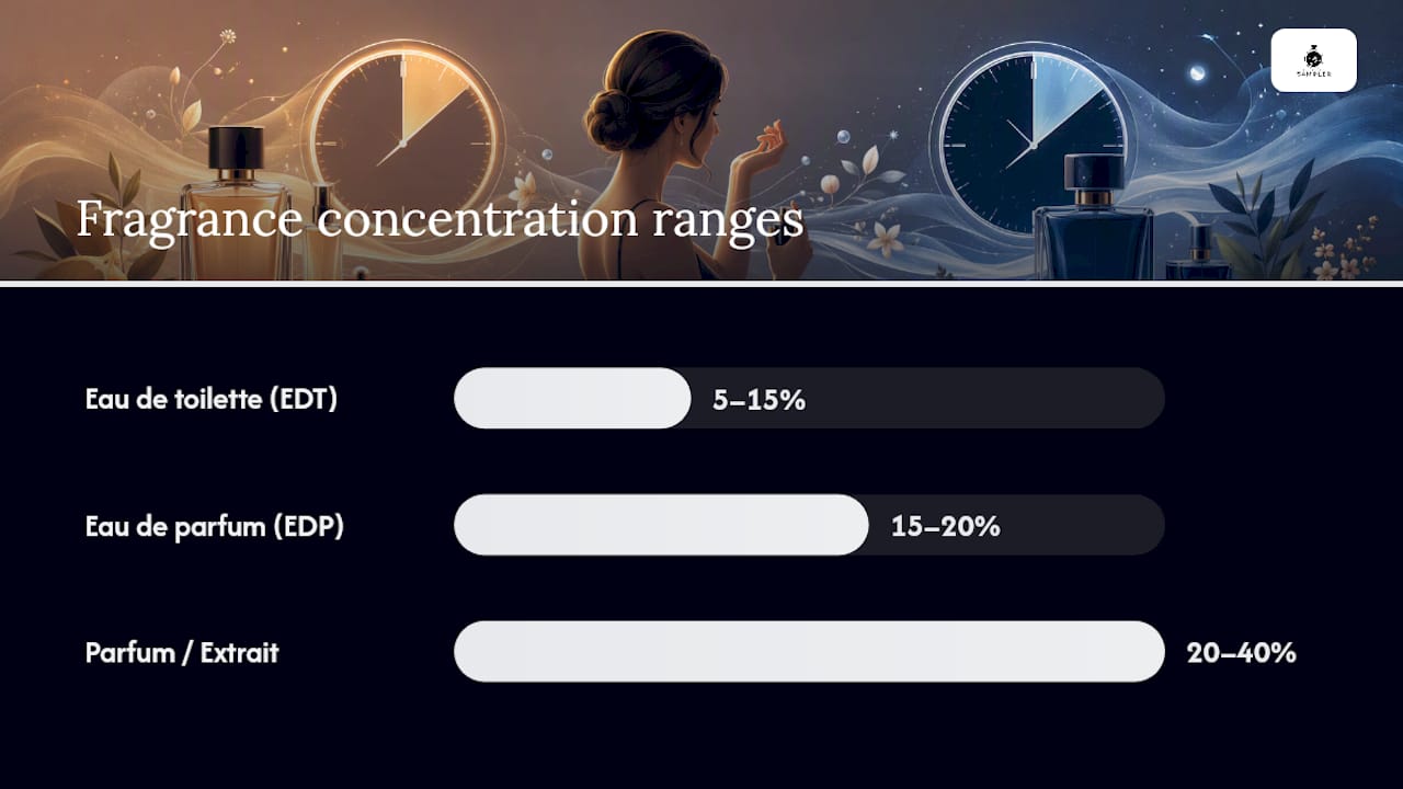 Fragrance concentration ranges compared visually