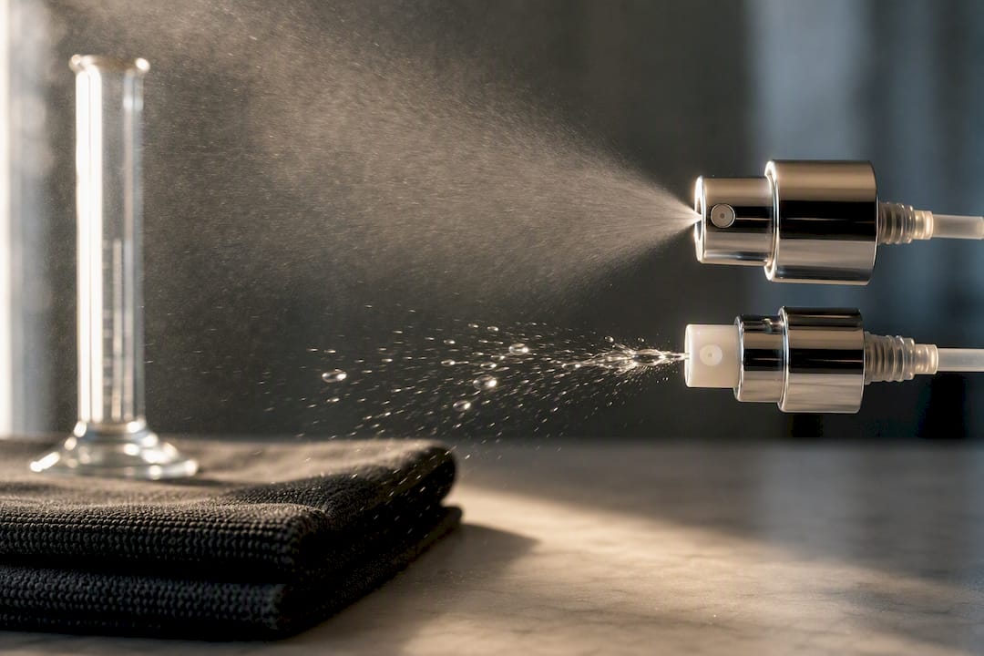Two atomizer mechanisms producing different sprays