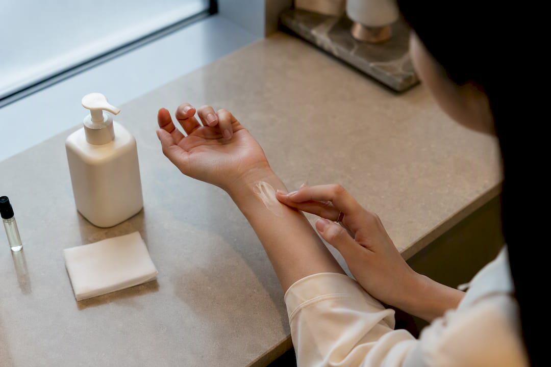 Applying unscented lotion before fragrance