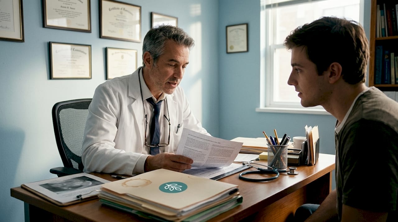 Consulta entre médico y paciente sobre el uso de terapias con CBD