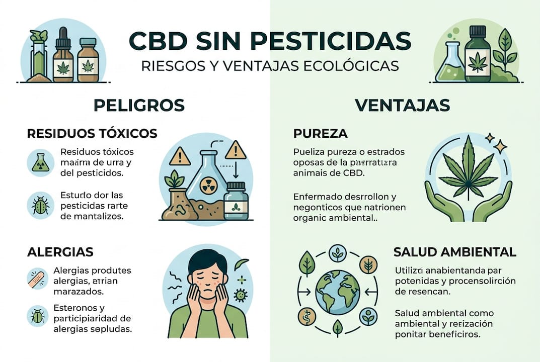 Infografía: pros y contras del uso de pesticidas en productos de CBD