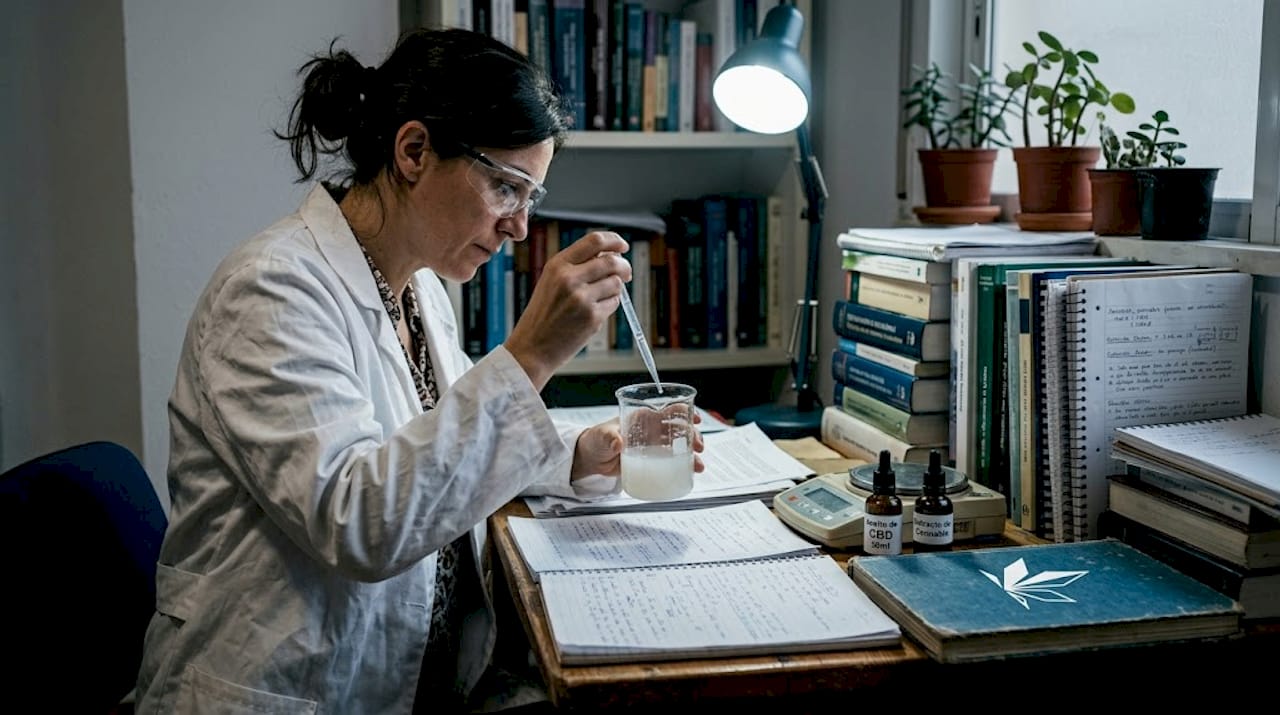 Una mujer comparte el proceso de elaboración de una nanoemulsión de CBD