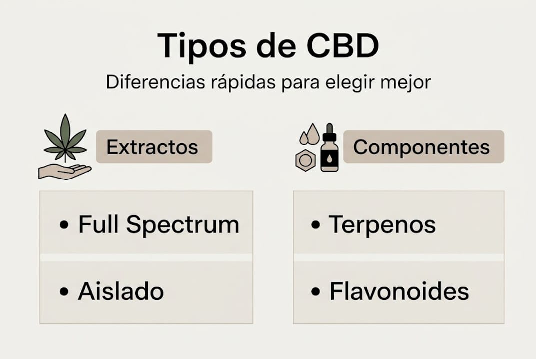 Guía visual sobre las diferentes variedades de CBD y sus principales componentes
