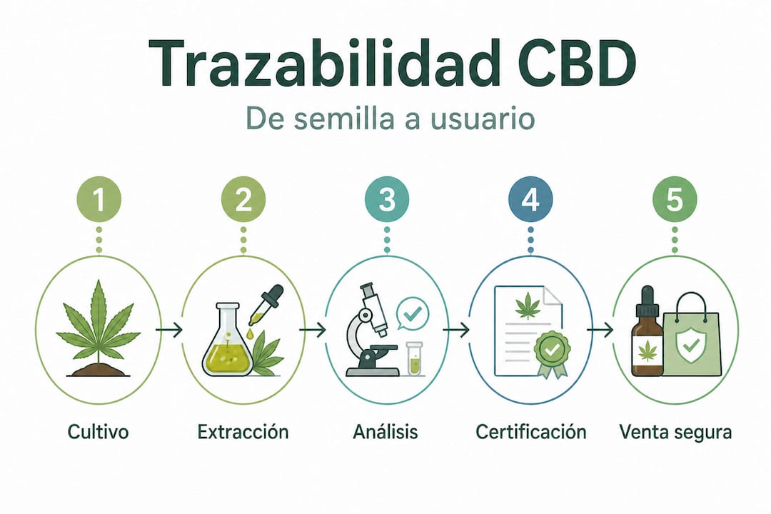 Infografía: recorrido completo de la trazabilidad del CBD, paso a paso