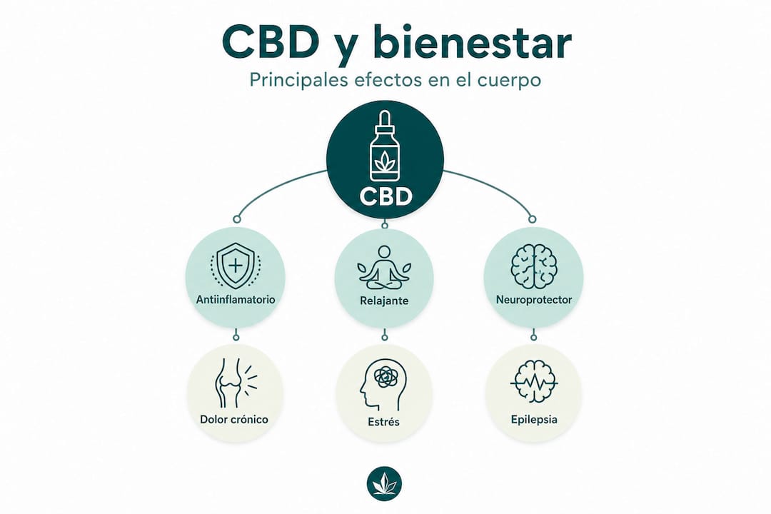 Infografía: jerarquía del CBD y sus principales beneficios